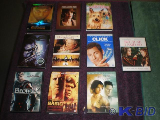 DVD assorted movies, 10 count.