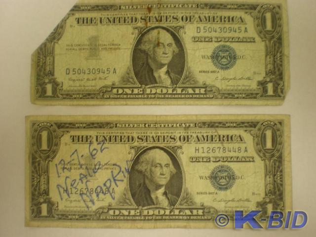 (2) - $1.00 Silver certificates ser...