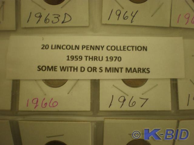 20 - Lincoln Pennies 1959 - 1970, s...