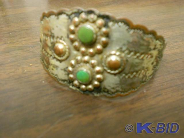 lot 58 image: Copper rustic metal Bracelet with u...