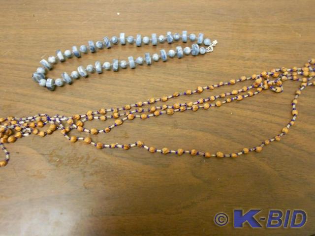 lot 78 image: Mixed blue round beaded necklace an...