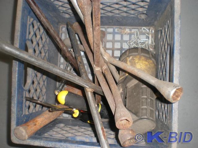 lot 52 image: Bin of various wrenches, flashlight...