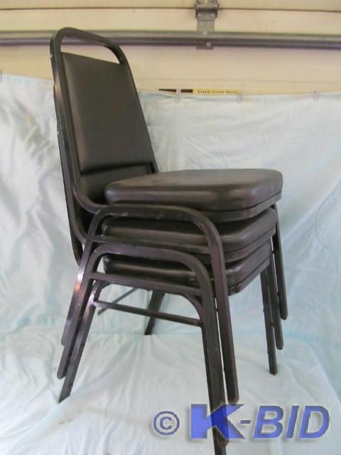 lot 200 image: 3 Black Vinyl Stackable Dining Chai...