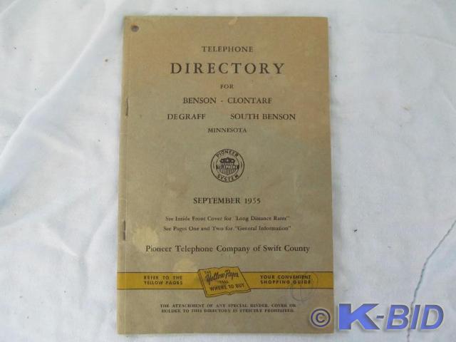 lot 232 image: 1955 Telephone Directory - Benson, ...
