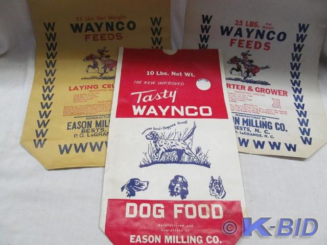 lot 61 image: 2 Paper Waynco Feed Bags and 1 Pape...