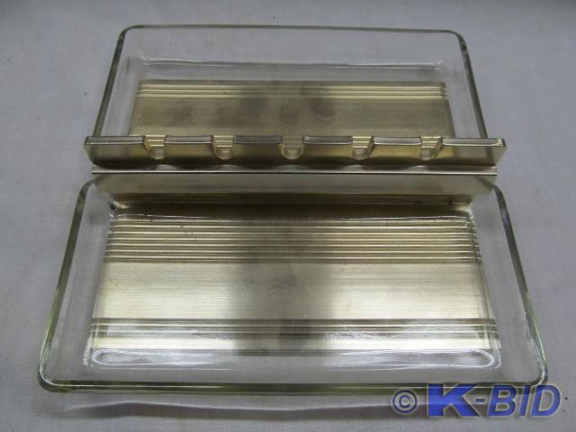 lot 76 image: 3 Piece Glass Ashtray 7 12 x 7 1...