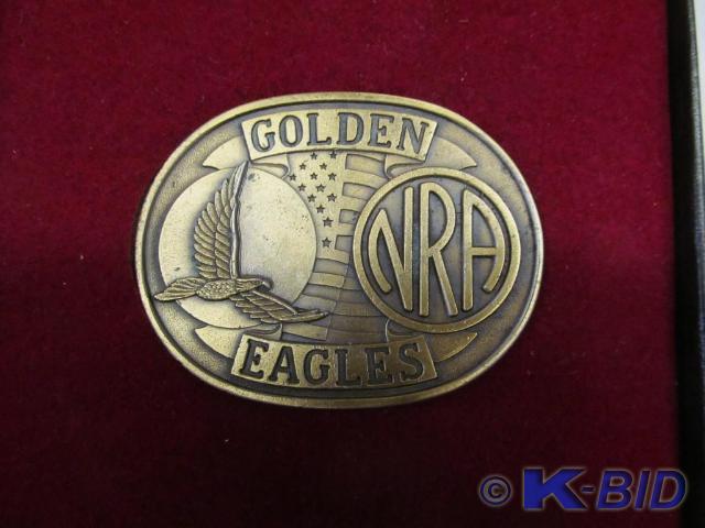 lot 94 image: Golden Eagles NRA Belt Buckle in Bo...