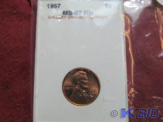 1957 Lincoln Wheat Cent - Slabbed a...