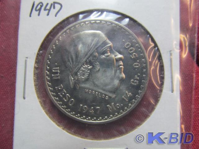 1947 Mexico 0.500 Silver Un Peso - ...