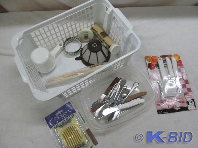 lot 117 image: Knives, Vegetable Brush, flatware, ...