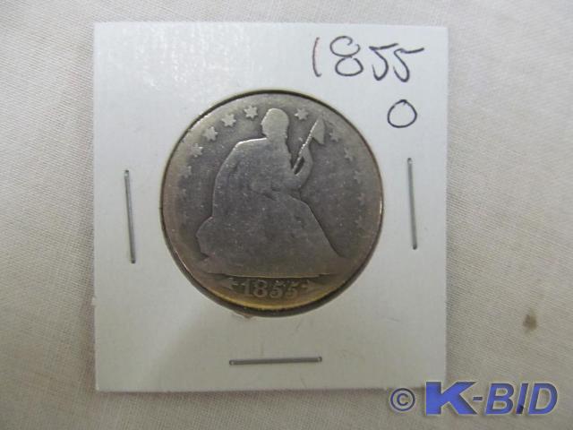 lot 213 image: 1855 O Seated Liberty Half dollar