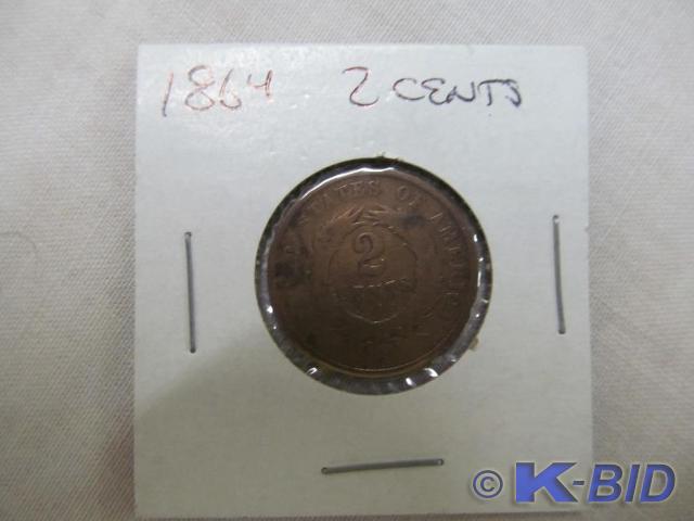 lot 214 image: 1864 2 Cent Piece