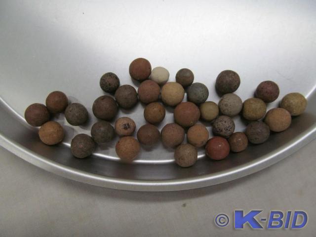 lot 233 image: Vintage Clay Marbles -- 34 In a Ker...