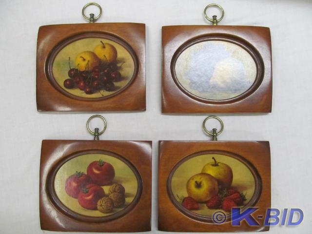lot 235 image: Vintage set of 4 Fruit Kitchen wall...