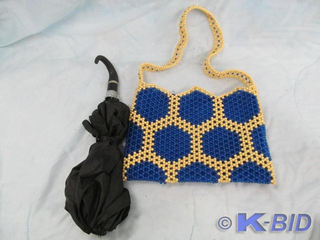 lot 46 image: Beaded Purse and umbrella