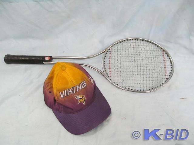 lot 71 image: Tennis Racket and Vikings Hat