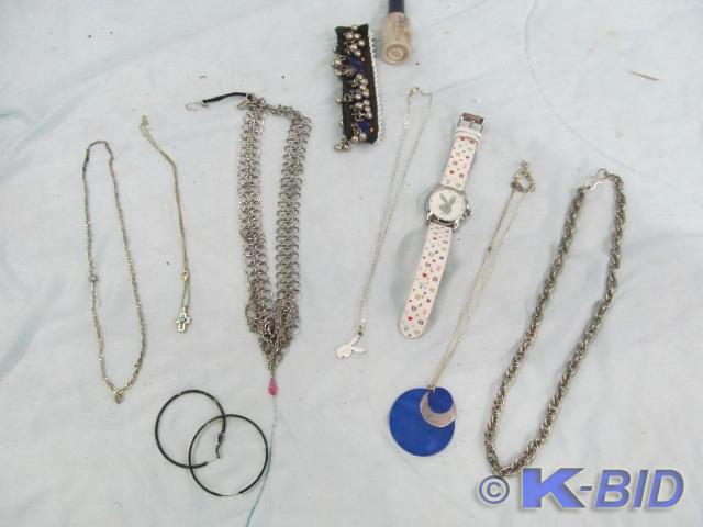 lot 82 image: Jewelry -- chains, watches, earrin...