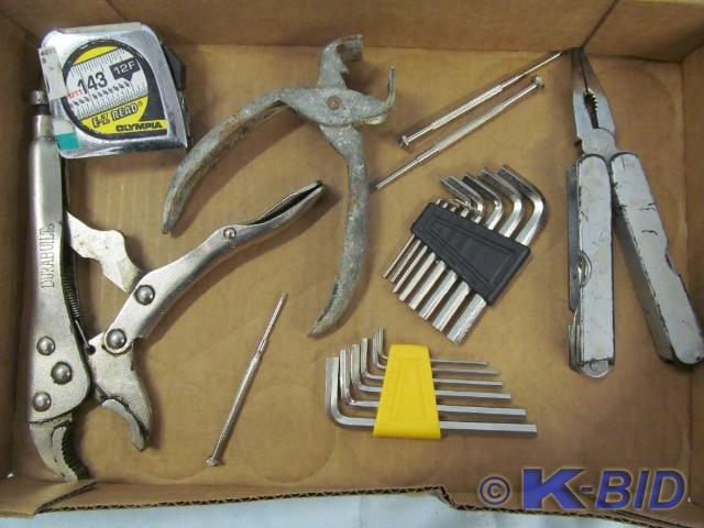 lot 90 image: Tools-- Tape measurer, needle nose ...