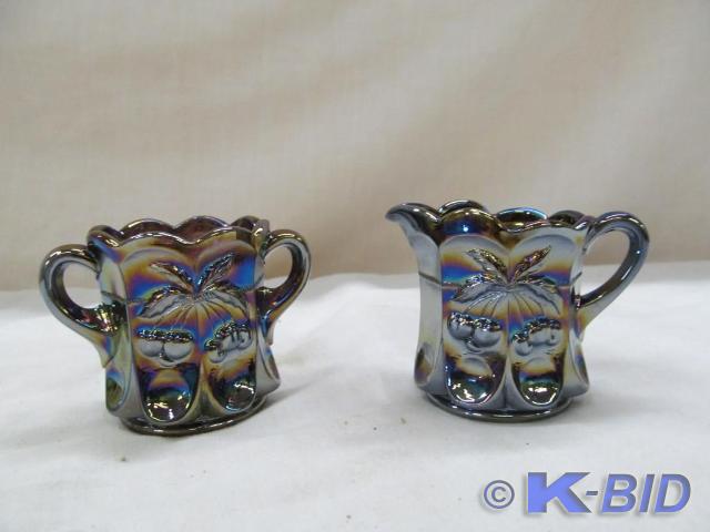 Carnival Glass Cream and Sugar 2T
