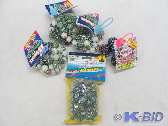 Variety of Marbles -- 5 shooters an...