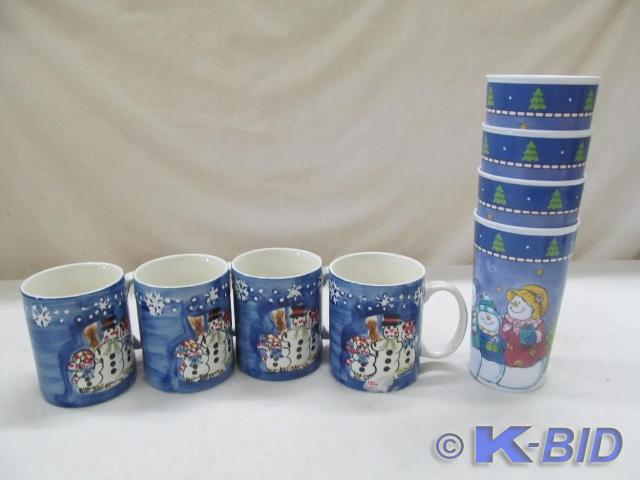 4 Snowmen Cups and 4 Plastic Tumble...