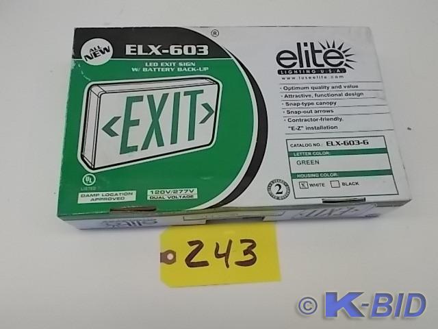 Elite EXL-603-G LED Exit Light, New