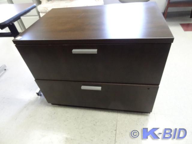 lot 17 image: 36 wood 2 drawer lateral file.