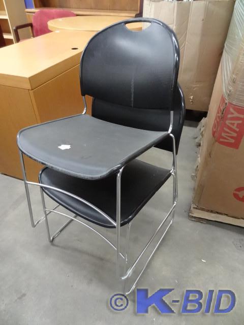 lot 232 image: 2 matching metal framed stack chair...