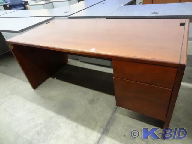 lot 241 image: Wood office desk. 2 drawer. 66 x 30...