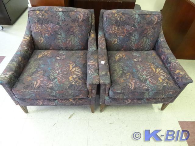 lot 26 image: 2 matching fabric waiting room loun...