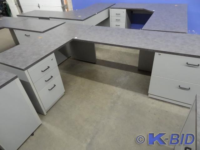 lot 287 image: L shaped 2 piece laminate office de...