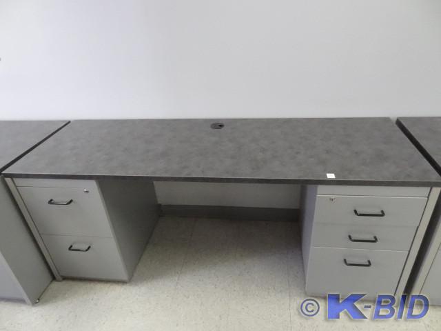 lot 3 image: Laminate office desk with 3 file dr...