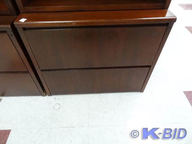 lot 50 image: 36 wood 2 drawer lateral file. Mou...