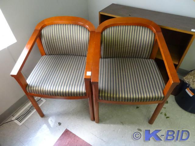 lot 53 image: 2 matching wood framed side chairs