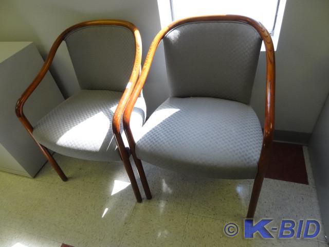 lot 6 image: 2 matching wood framed side chairs