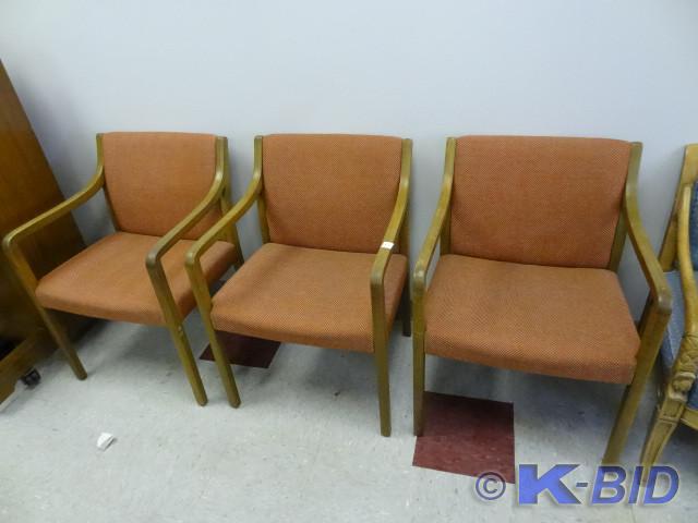 lot 62 image: 3 matching wood framed side chairs