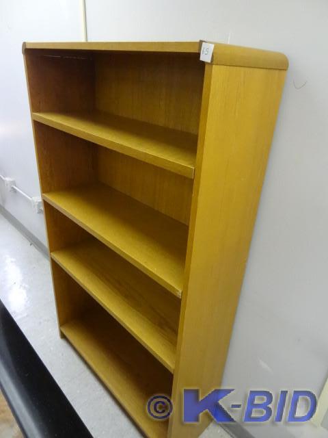 lot 65 image: Wood book shelf with 3 adjustable s...