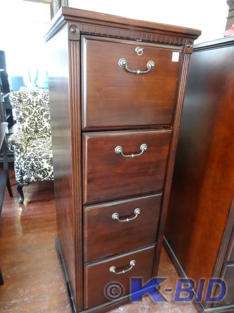 lot 10 image: Decorative wood 4 drawer file cabin...