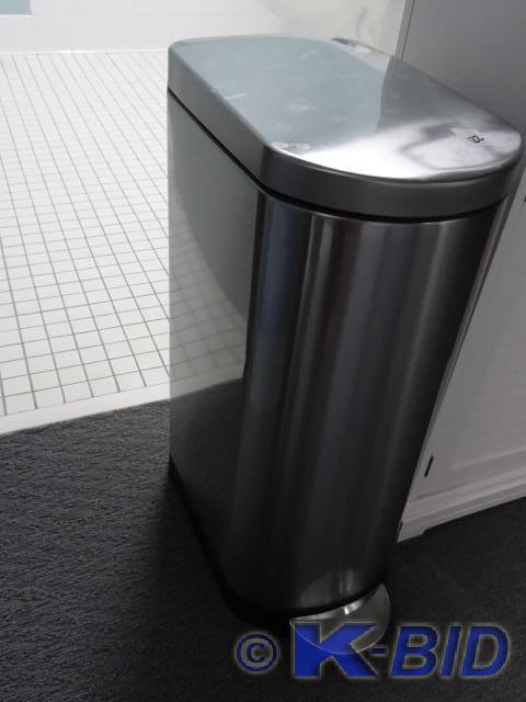 lot 122 image: Stainless garbage can with foot ope...
