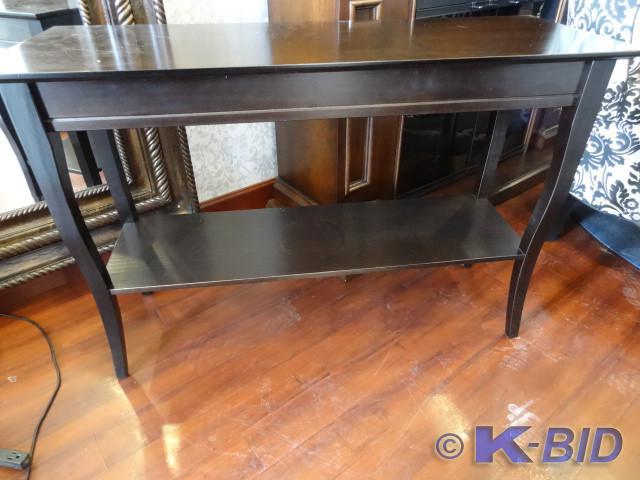 lot 13 image: Wood sofa table. 44 x 16 x 30. Ligh...