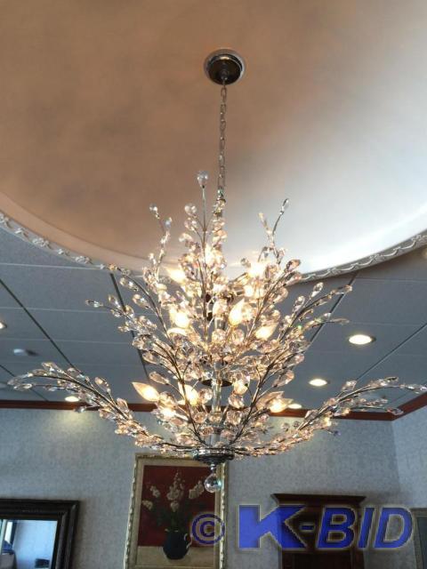 lot 163 image: Glass ceiling hanging chandelier wi...
