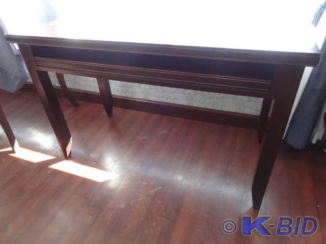 lot 22 image: Wood desk. Cubby opening in front f...