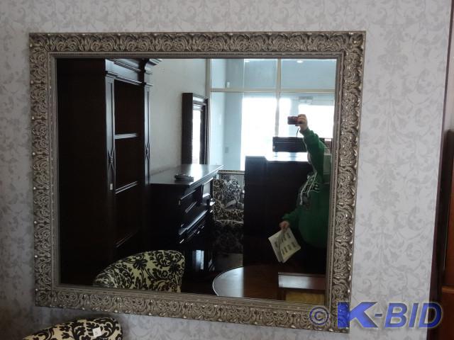 lot 3 image: Decorative wood frame. No glass. Bring tools to remove. 48 x 42