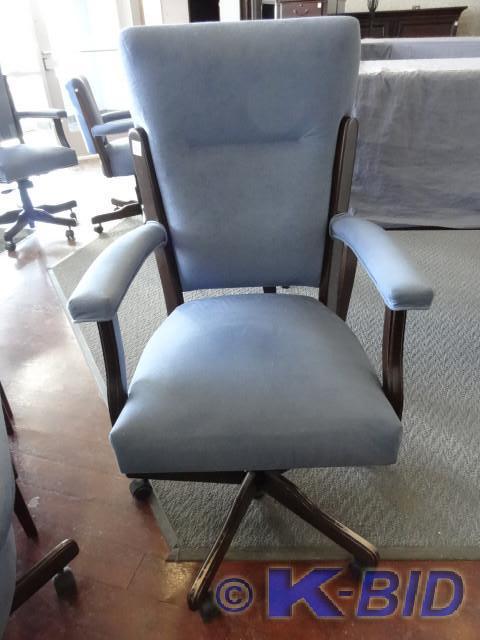 lot 31 image: High back wood framed cushioned off...