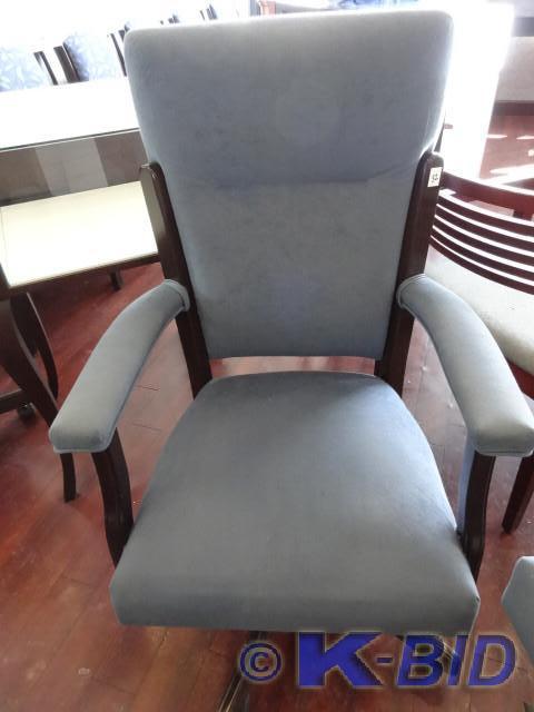 lot 32 image: High back wood framed cushioned off...