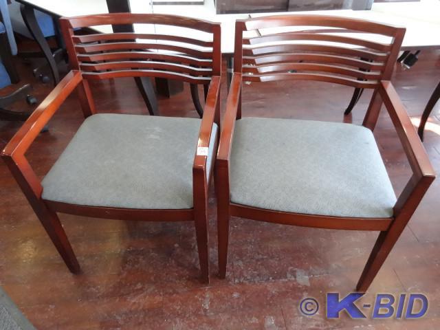 lot 35 image: 2 matching wood framed side chairs