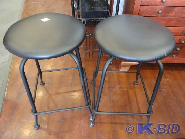 lot 36 image: 2 metal framed stools. 23 seat hei...