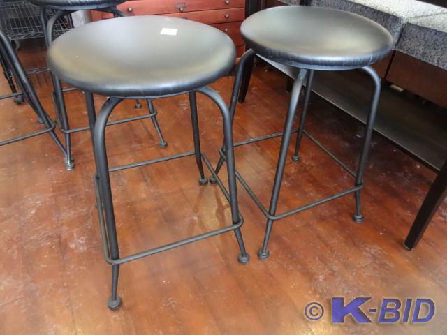 lot 37 image: 2 metal framed stools. 23 seat hei...
