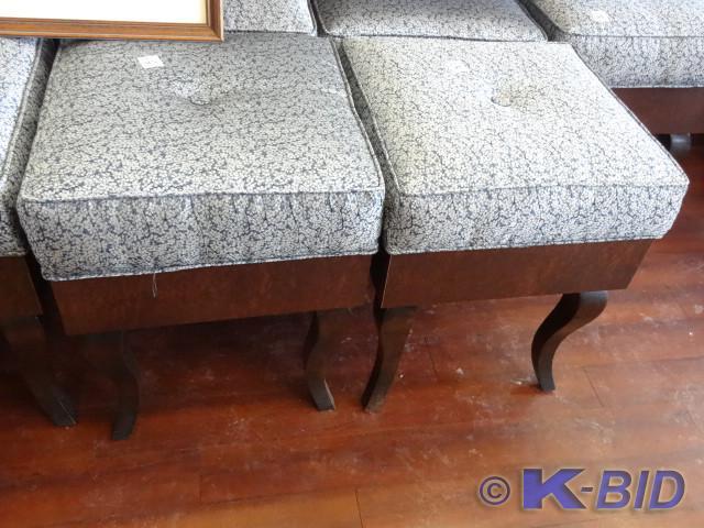 lot 45 image: 2 wood framed cushioned stools. 16 ...