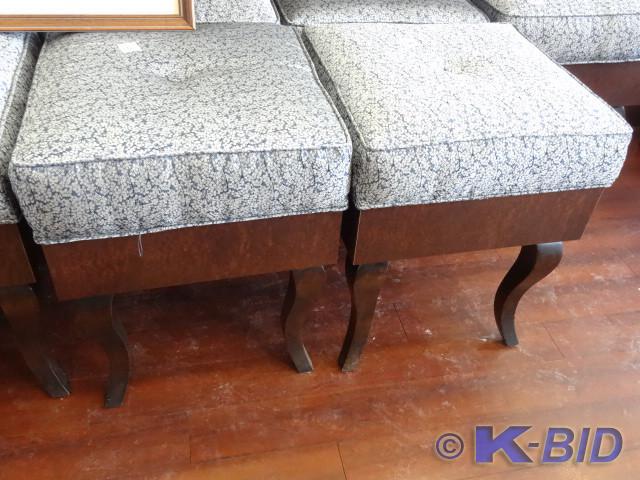 lot 46 image: 2 wood framed cushioned stools. 16 ...